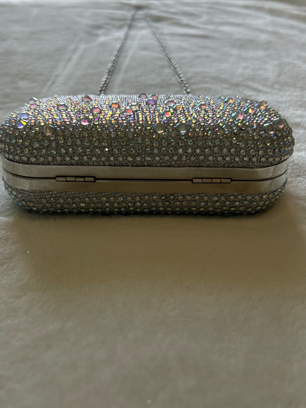 Charming Charlie RSVP Crystal Embellished Silver Evening Clutch - Picture 10 of 11